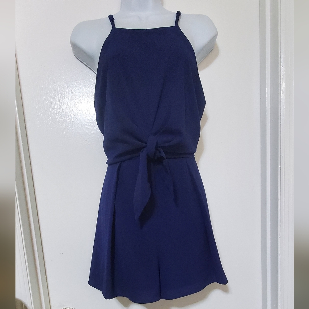She + Sky Navy Blue Romper. Size L